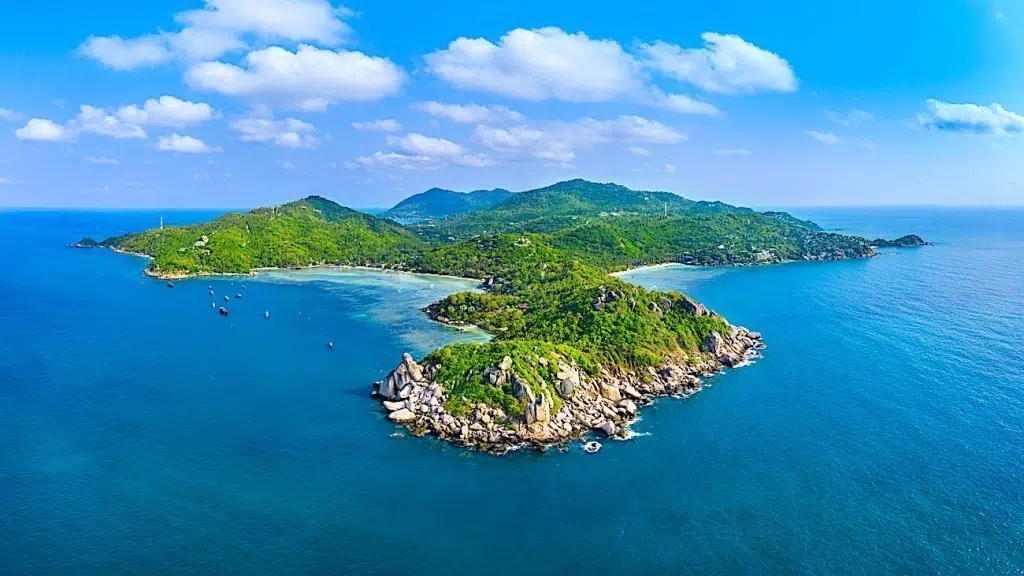 Aerial view of Beautiful Koh Tao island in Surat Thani, Thailand.