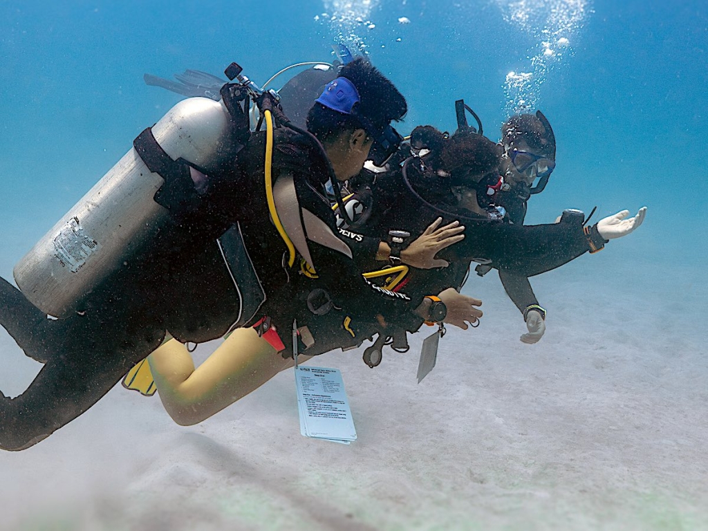 Open water Diver Conducting the Underwater Navigation Skill